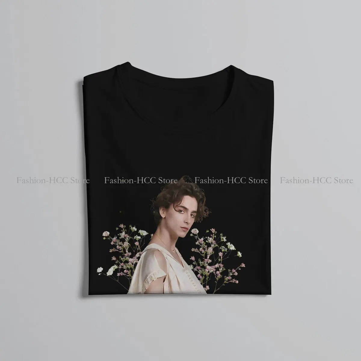 Vintage Floral Hipster TShirts Timothée Chalamet Men Style Fabric Streetwear T Shirt image 4
