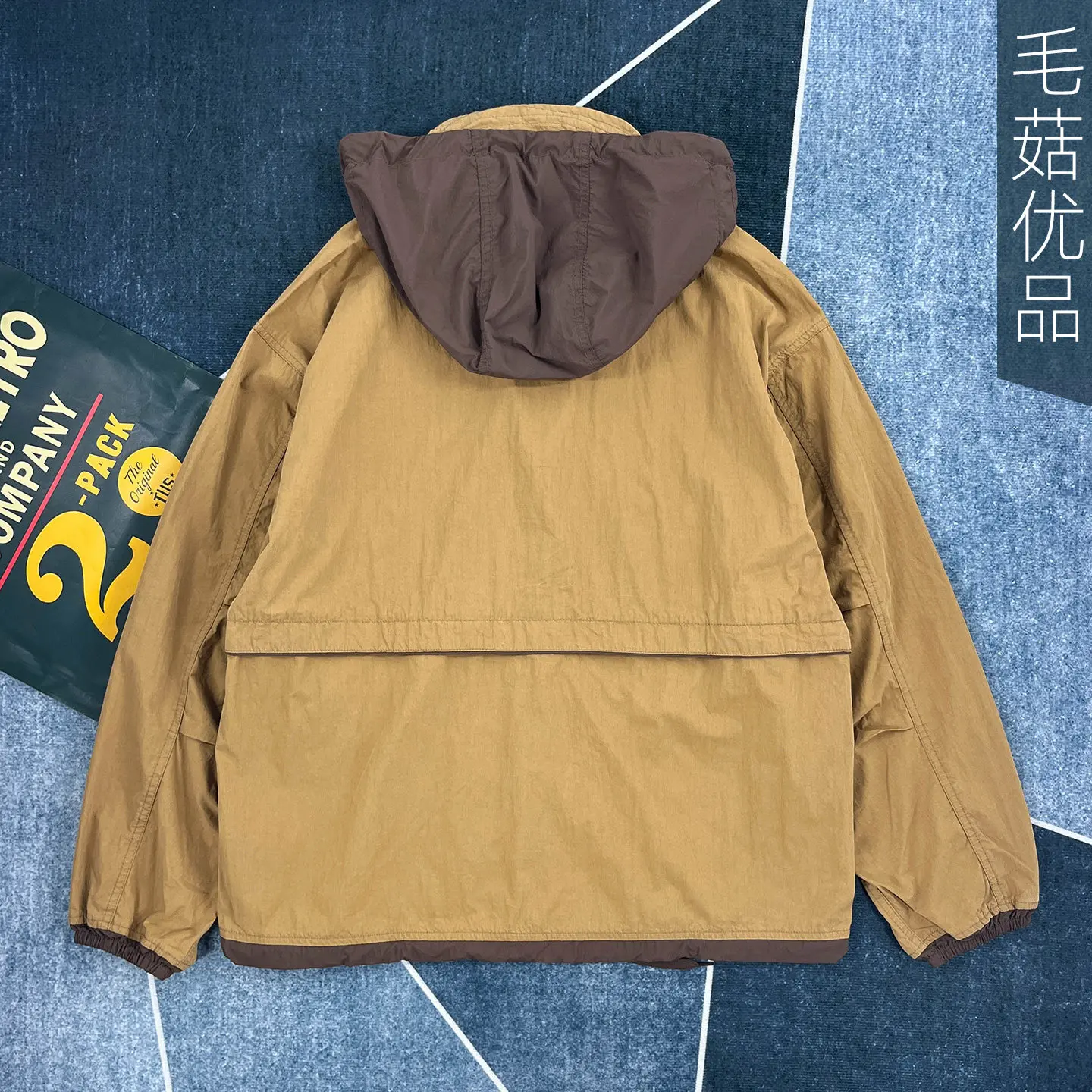 2026 Autumn New Japanese Retro Thin Double-layer Patchwork Outdoor Windproof Hooded Coat Men's Fashion Loose Casual Jacket