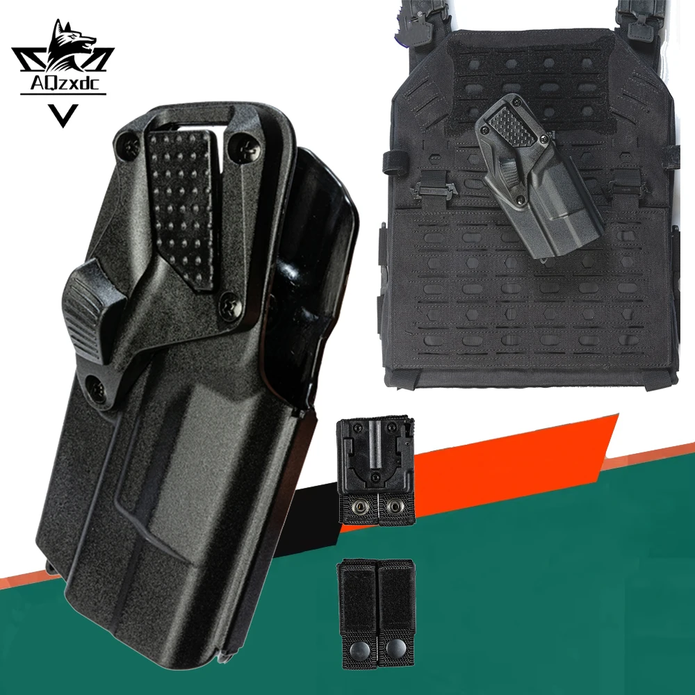 

Tactical Holster 92 92G Universal Index Finger Unlock Quick-Draw Holster 360 Degrees Swivel Adjustable Holster for Vest Belt