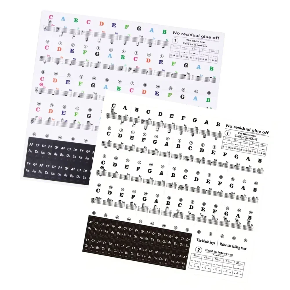 

Transparent Piano Keyboard Stickers 49/54/61/88 Keys Removable Music Note Decal for Electronic Digital Keyboard