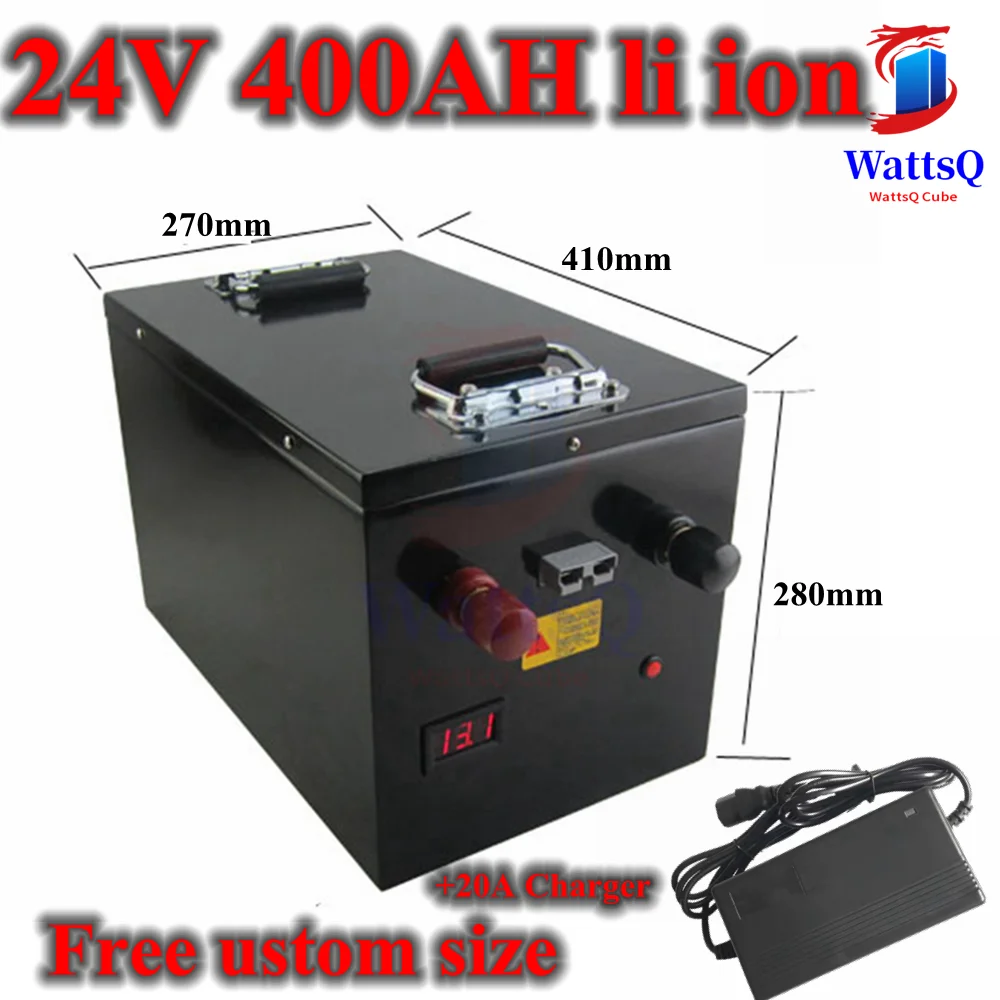 

24V 400AH Lithium ion battery with BMS li-ion battery for 2500W 6000W RV EV scooter solar Vehicle motorhome +20A Charger