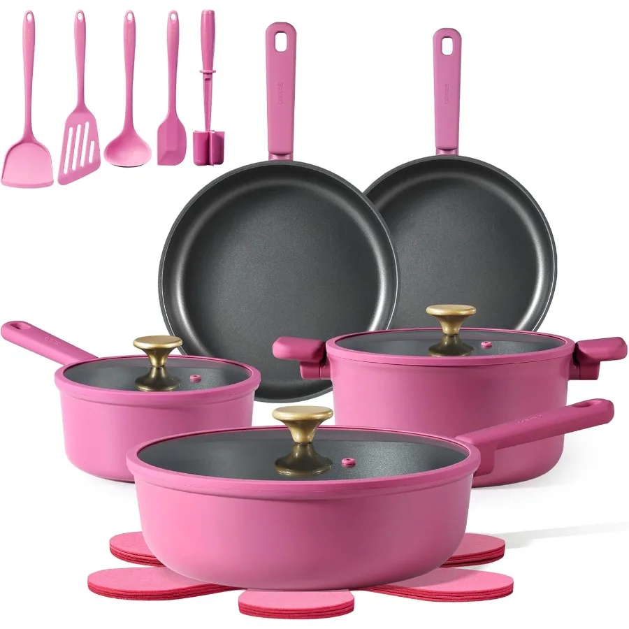 

Non Stick Pots and Pans Set Cookware Sets Nonstick Kitchen Cooking Set with StayCool Handles with Silicone Tools and Pot Protec