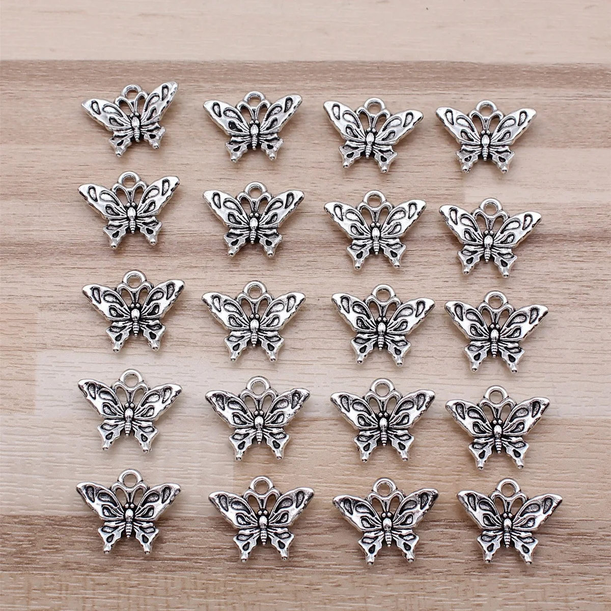 IFOCUS 20pcs/Lot Butterfly Charms For DIY Jewelry Making Zinc Alloy 17x14mm/0.67x0.55inch