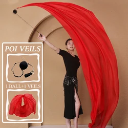 100%Real Silk Veil POI Streamer Thrown Balls Belly Dancer Stage Performance Props Bellydance Costume Accessory  150*90cm