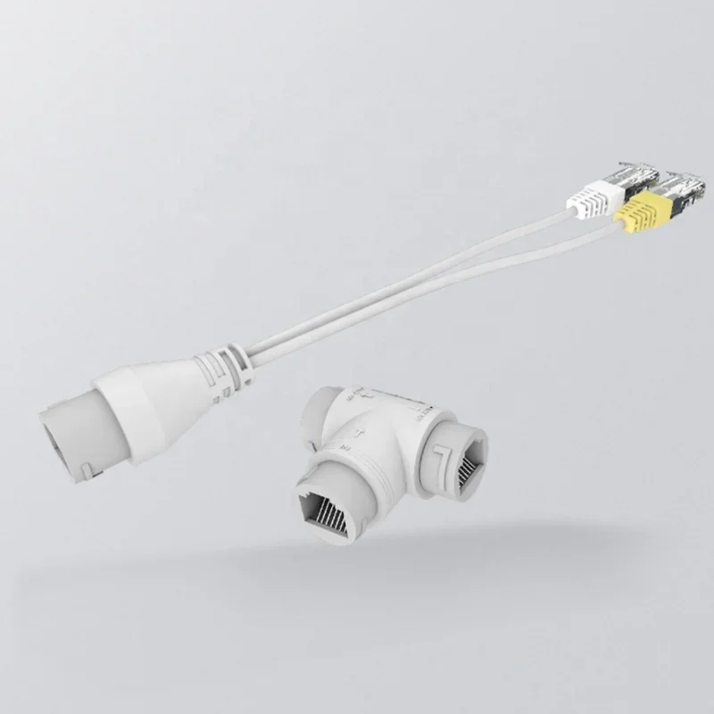 Poe Splitter 2-In-1 Netwerk Bekabeling Connector Drieweg Rj45 Connector Voor Beveiliging Camera Installatie Transmissie