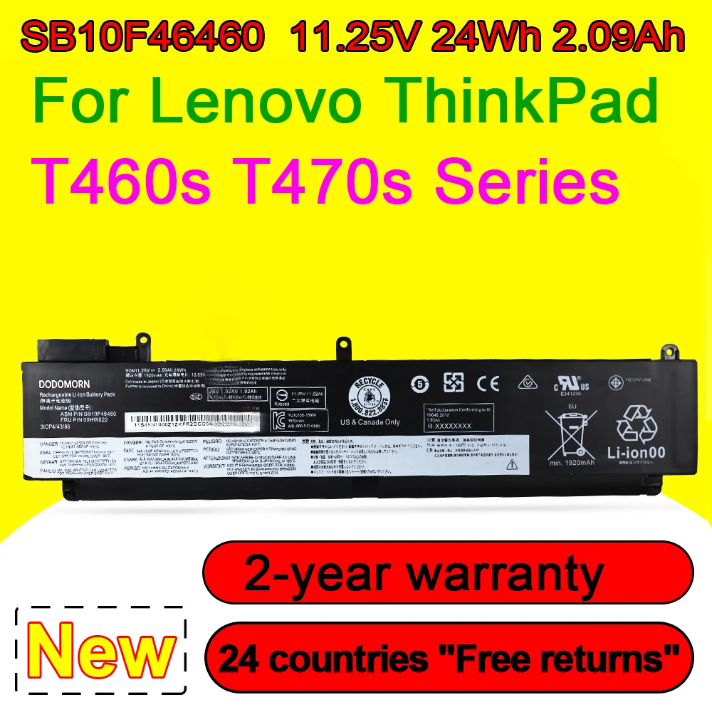 Battery For Lenovo ThinkPad T460s T470s 01AV405 01AV407 00HW022 00HW023 00HW024 00HW025 00HW038 11.4V 24WH
