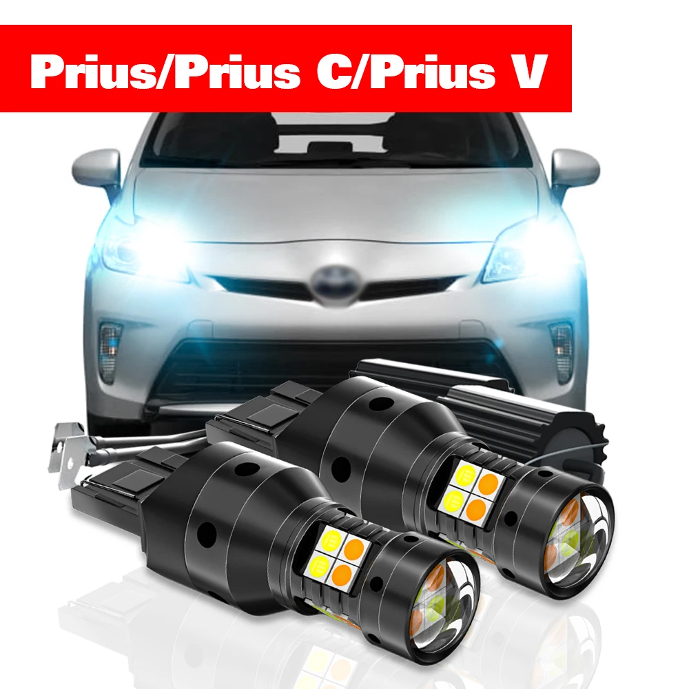 For Toyota Prius C V 2003-2019 2pcs LED Dual Mode Turn Signal+Daytime Running Light DRL 2012 2013 2014 2015 2016 Accessories