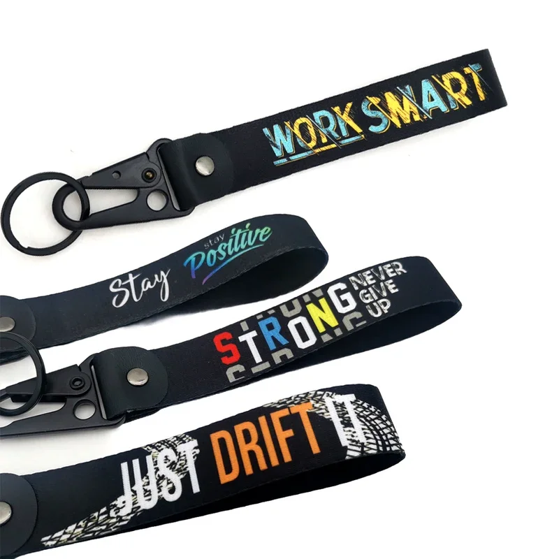 JDM Slogan Culture Keyring Chain Wrist Strap Keychain Spring Clip Key Holder Japanese Car Motorcycle Keyrings Decoration Pendant