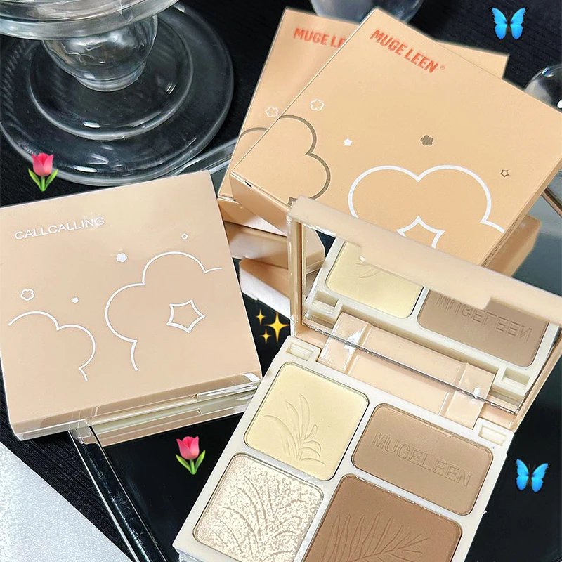 Highlight Repair Matte Fine Glitter Comprehensive Four-color Palette Silhouette Nose Shadow Makeup Palettes Face Brightening