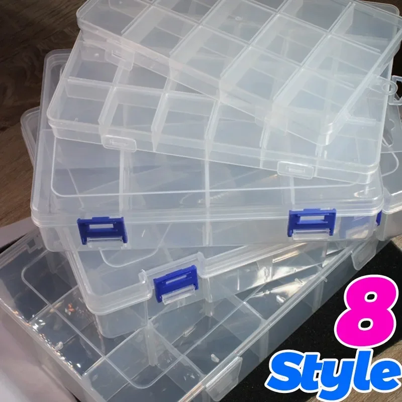 8 Style Transparent Plastic Storage Jewelry Box Compartment Adjustable Container Storage Boxes Beads Ring Earring Organizer Case