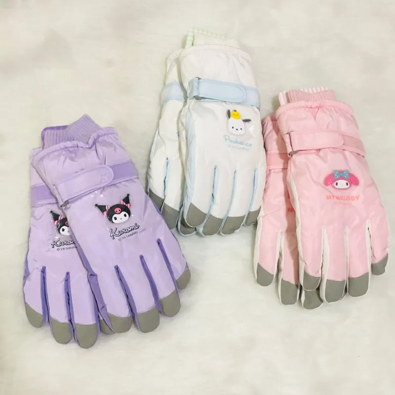 

Kuromi My Melody Anime Kawaii Sanrio Warm Gloves Winter Cute Pochacco Skiing Waterproof Warm Fingers Outdoor Snow Gloves Gifts