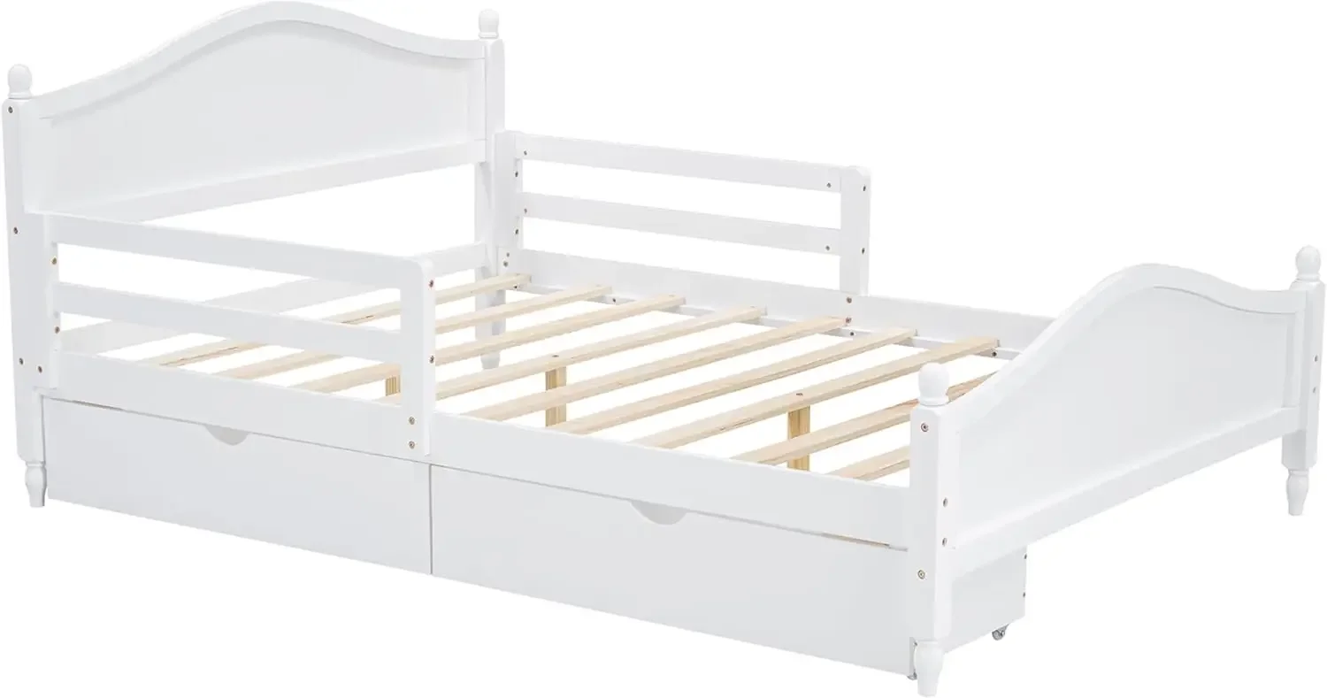 Struttura letto completa con cassetti e binari portaoggetti, letti con piattaforma in legno con testiera e pediera, letto principessa bianco con sup a doghe