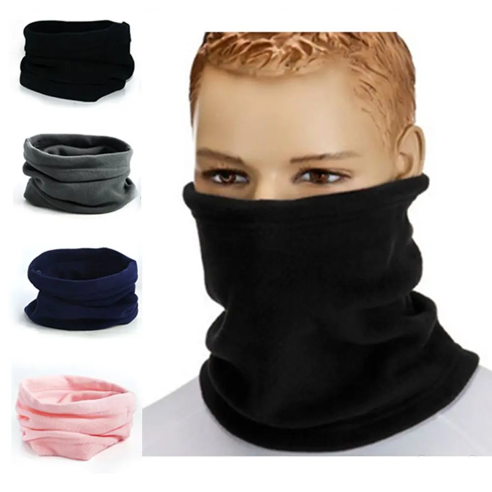 Fashion Solid Color Ski Snood Scarf Thermal Women Men Beanie Hat Hood High Quality Polar Fleece Face Mask Neck Warmer