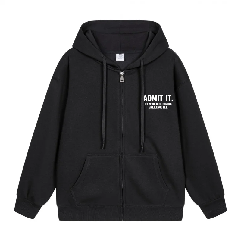 

Men's Zip-Up Hoodie Admit It Print On Hoodie 2025 New Style Casual Couples’ Style Casual and Loose