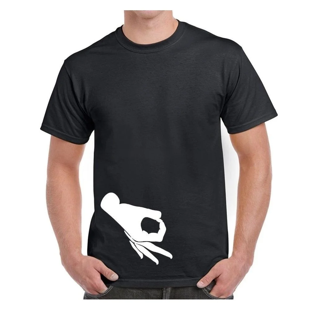 Men's Fun Novelty T-Shirt the Circle Finger Game Birthday Present Hand-Painted Customizable Design Clothing Accessory