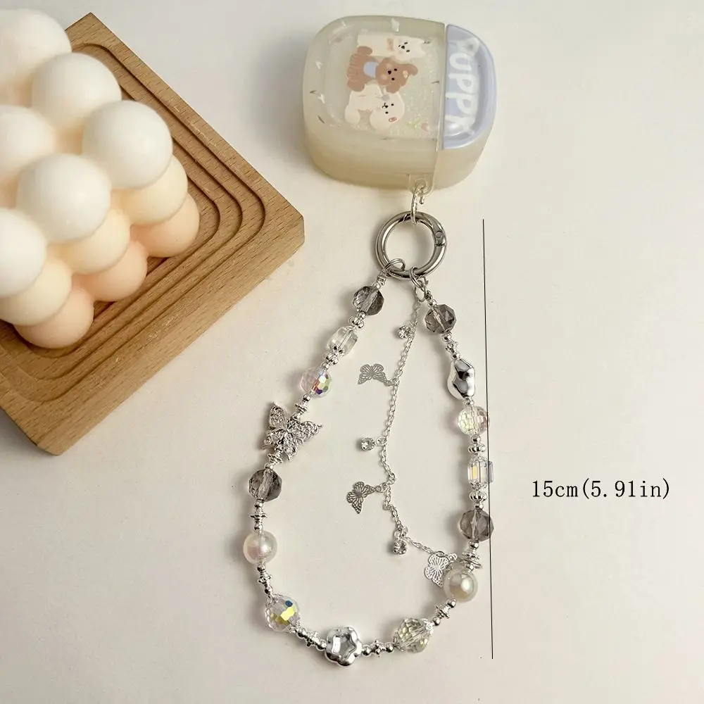 อะคริลิคผีเสื้อห่วงโซ่โทรศัพท์ Bowknot ผีเสื้อ Y2K Charm โทรศัพท์ Love Heart ลูกปัด Love Heart Beaded CHAIN เครื่องประดับของขวัญ