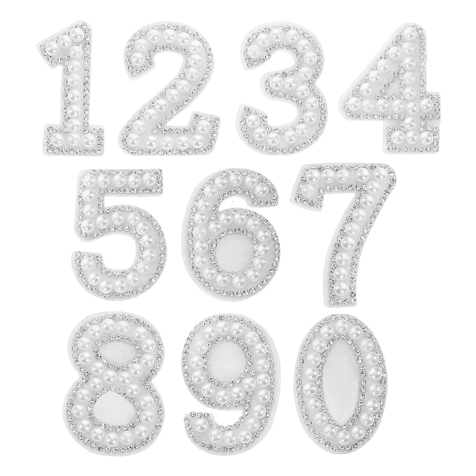 

10Pcs Imitation Pearl Number Stickers DIY Sew on Embellishments for Clothes Shirts Coats Backpacks Hats Jeans Accessories
