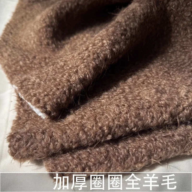 

1 метр утолщенная коричневая шерстяная твидовая теплая дизайнерская зимняя ткань