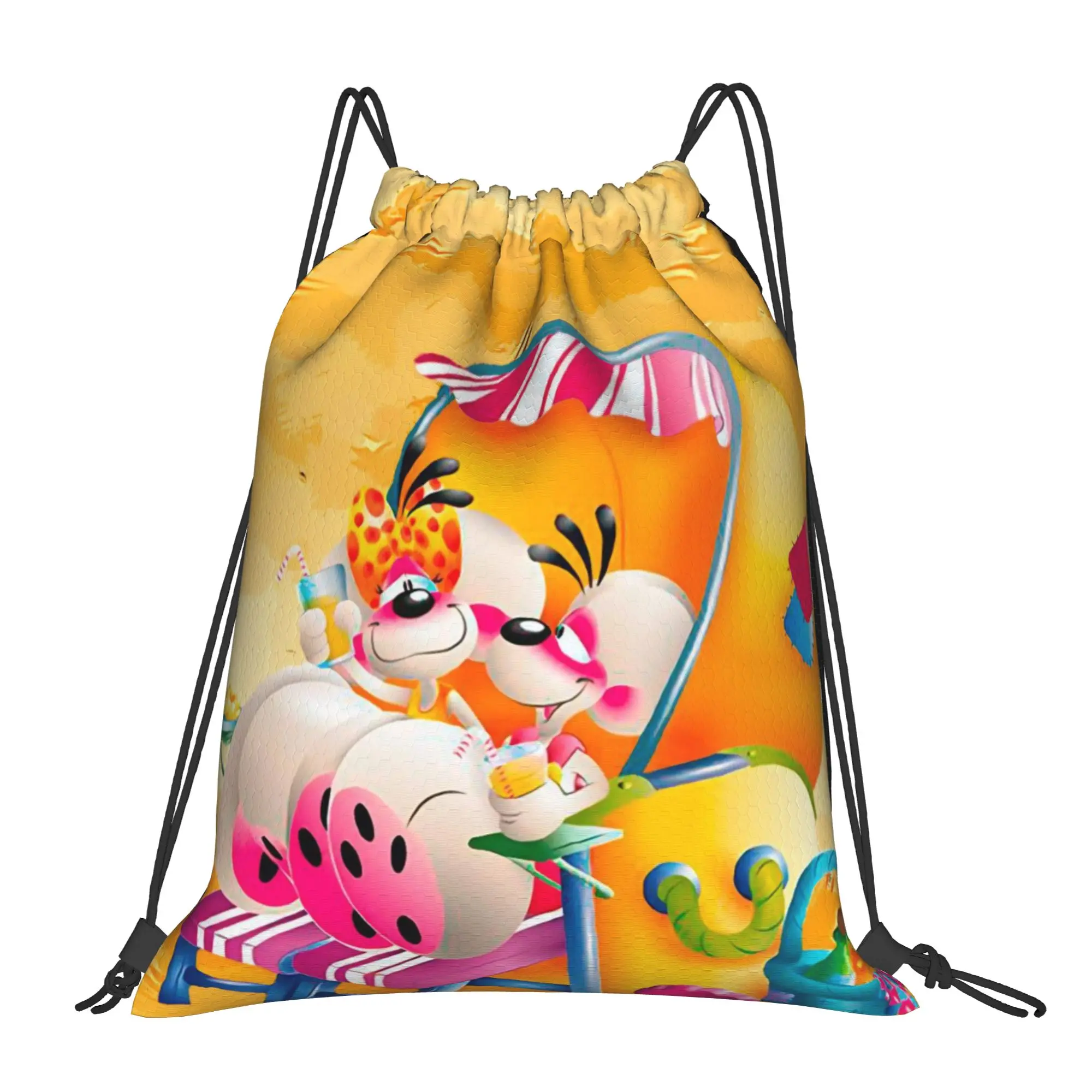 

Cartoon D-Diddl Rat Cute Drawstring Backpack Sports Gym Bag Water Resistant String Sackpack for Exercise
