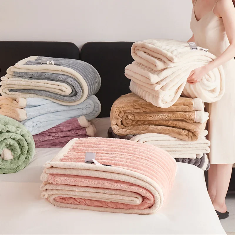 

200 × 230Cm Large AB Surface Blue High Gram Weight Tafu Velvet Rabbit Velvet Winter Multi-functional Blanket for Beds Blankets