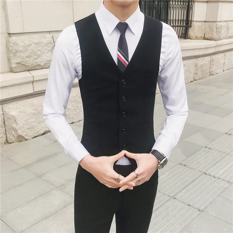 Brand clothing Men spring high quality Business suit Vest/Male slim fit fashion office dress Blazers Vest 4XL-M