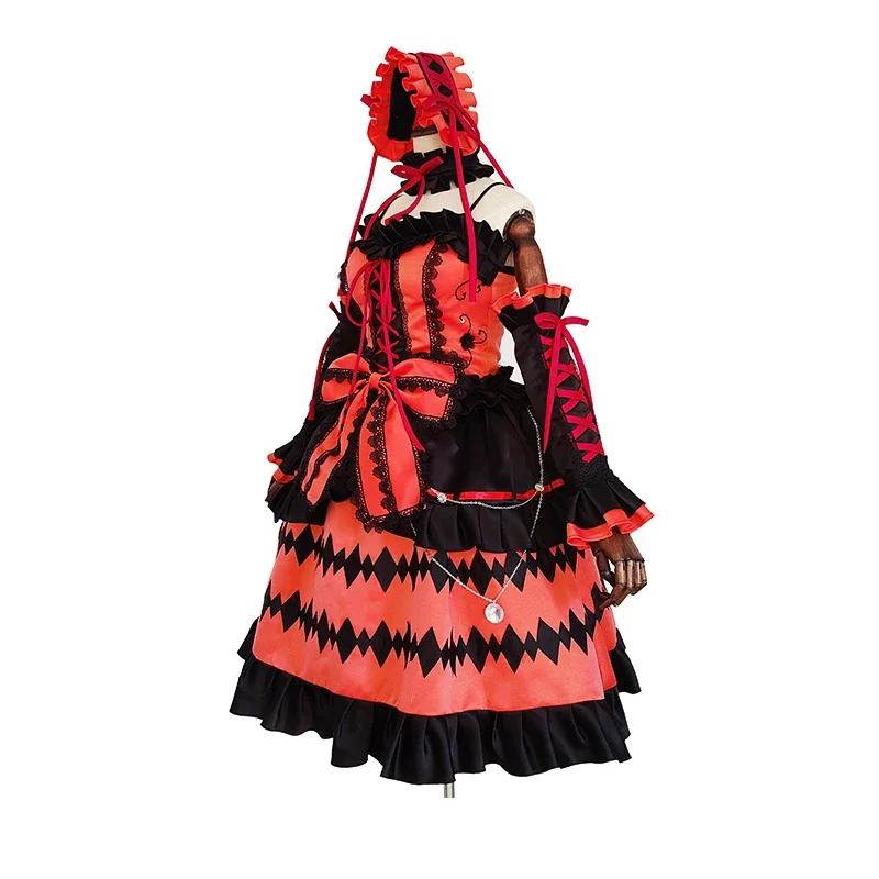 Anime Dates to Live Tokisaki Kurumi Cosplay Costume Orange Red Dress Fancy Lolita Girl Princess Dress Halloween