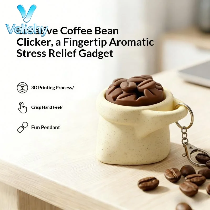 3D Printed Coffee Beans Amusing Stress-relieving Clicker Toy for Both Office and Home Settings