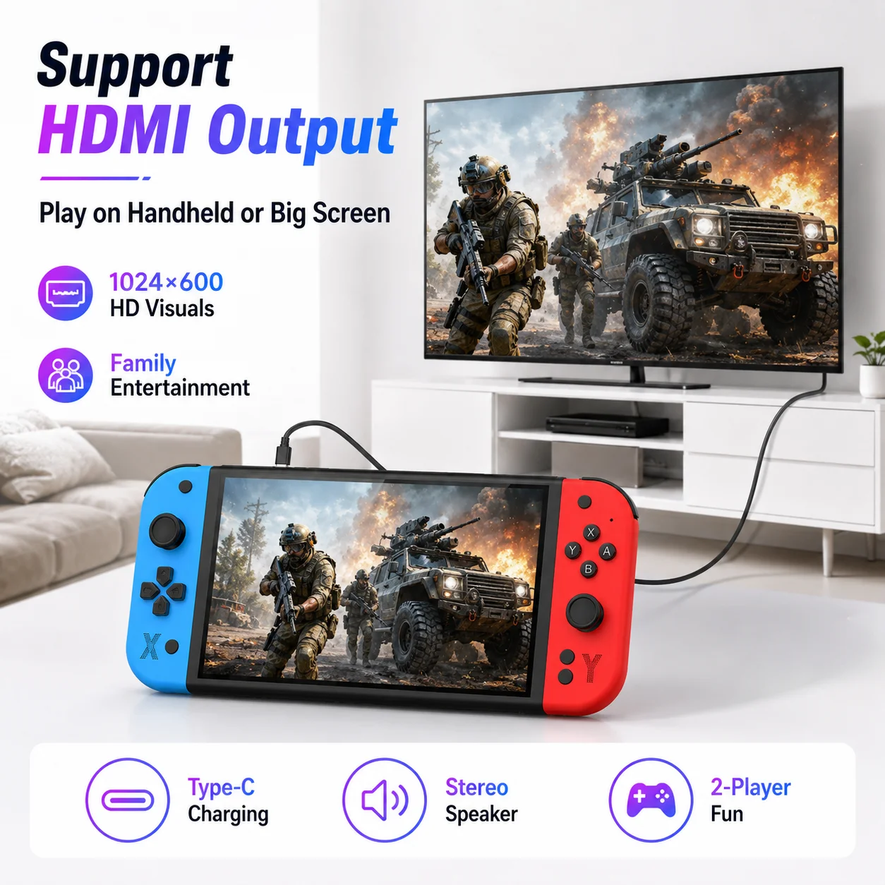 Gaming Console G90 - Console portable G90 compatible combat deux