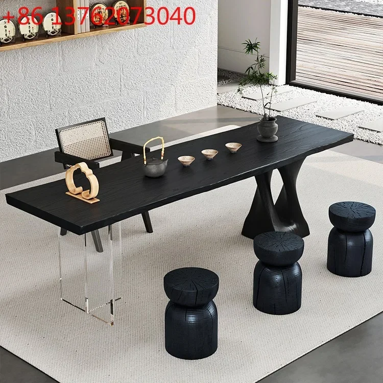 Wabi Stillwind Solid Wood Tea Table Full Set of Acrylic Suspension Household Tea Table and Chair Combination