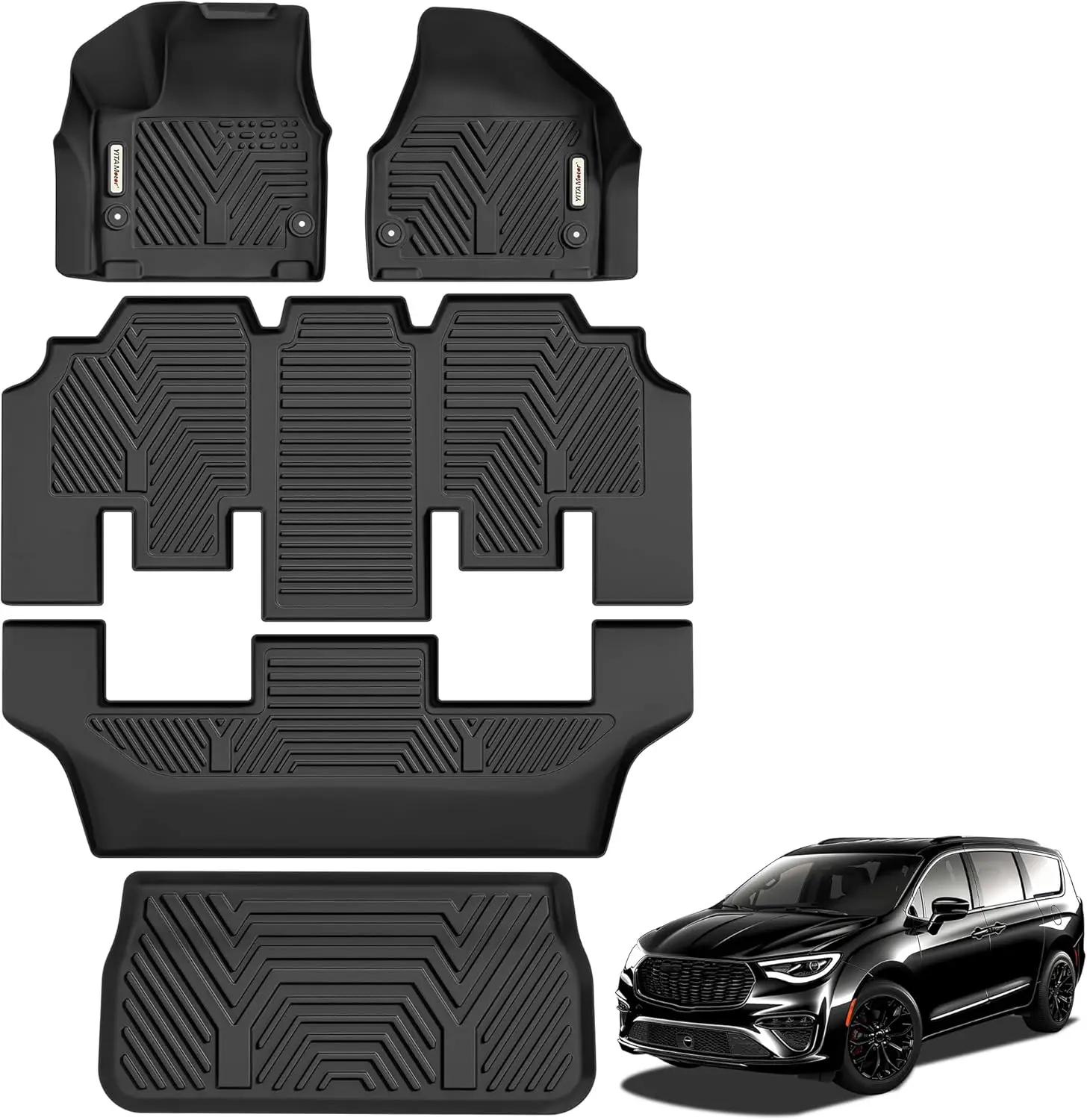 

Custom Fit All Weather Anti-Slip TPE Rubber Floor Mats for Chrysler Pacifica 2017-2026 & Voyager 2020-2026, Black