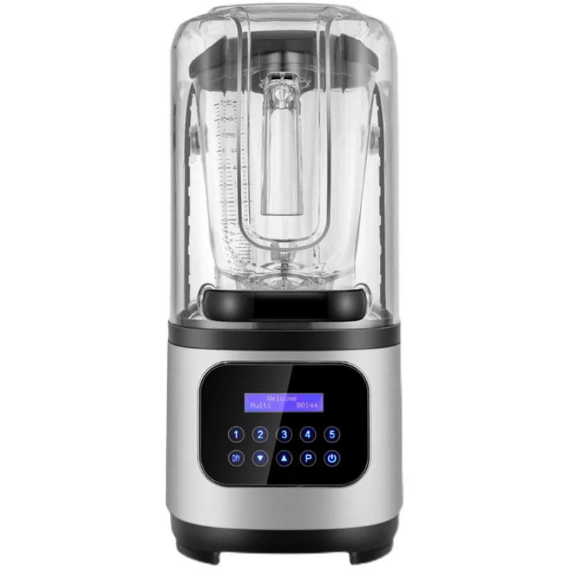 

High-end Soundproof Slush Machine With Cover Commercial Crushed Ice Food Machine Milk Tea Shop High-power Juice Machine Glass PC