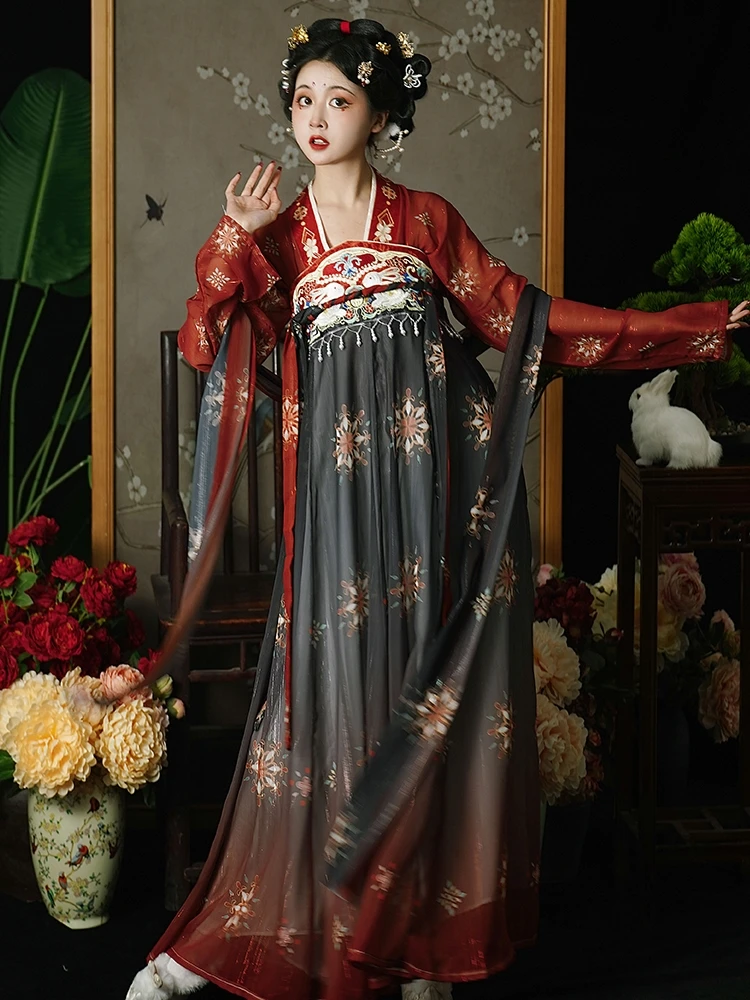 

Original Hanfu Women's Tang Tuan Tu One-Piece Chest-Length Printed Dyed Button-Up Skirt Daily Spring Summer Hanfu