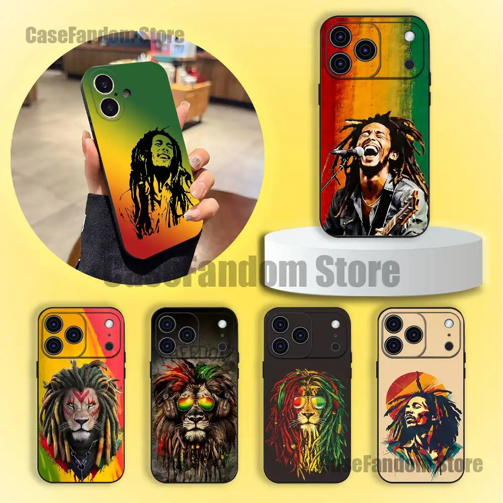 

Jamaica Bob M-Marley Lion Phone Case For iPhone 17,16,15,14,13,12,11,Pro,Max,Plus Black Shockproof Soft Cover