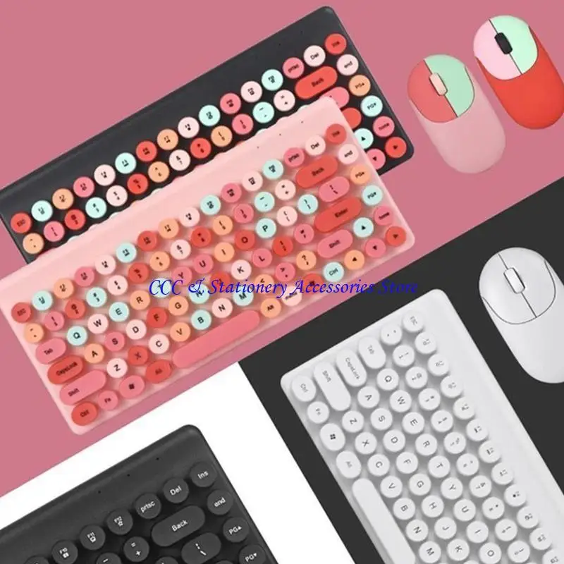 652F Wireless Keyboard and Mouse Combo Ergonomic Full-Sized 86-Key Round Keycaps Keyboard 2.4GHz Dropout-Free Connectio