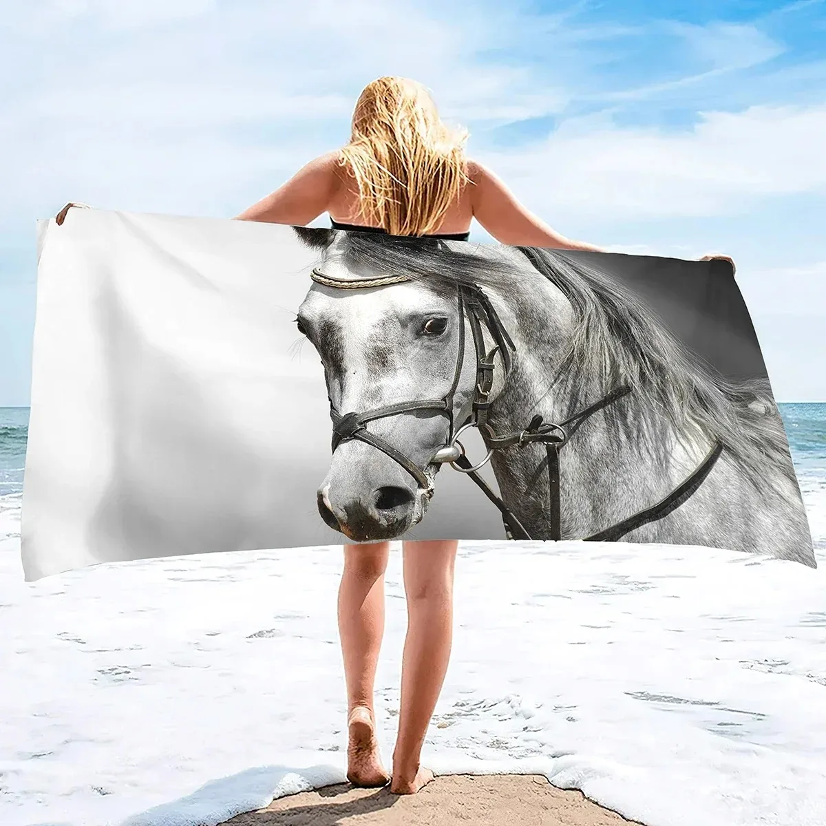 

3D Running Horse Field Print Quick Dry Lightweight Microfiber Beach Towel Swim Travel Yoga Camping Boho Outdoor