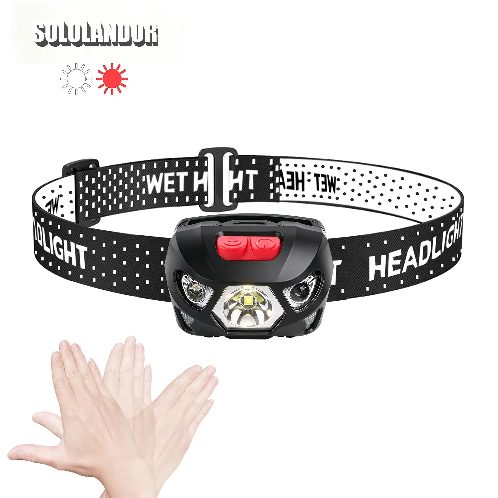LED Mini Sensor Headlamp White Red Headlight Torch 3 AAA Battery Camping Hunting Flashlight Lamp Beekeeping Fishing Flash Light