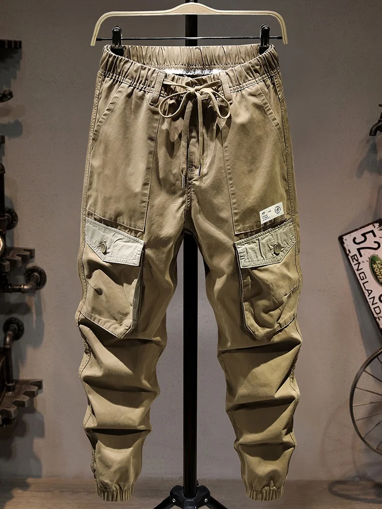 

Мужские повседневные брюки цвета хаки свободного кроя, спортивные хлопковые рабочие брюки Harlan с множеством карманов, модные, стильные
