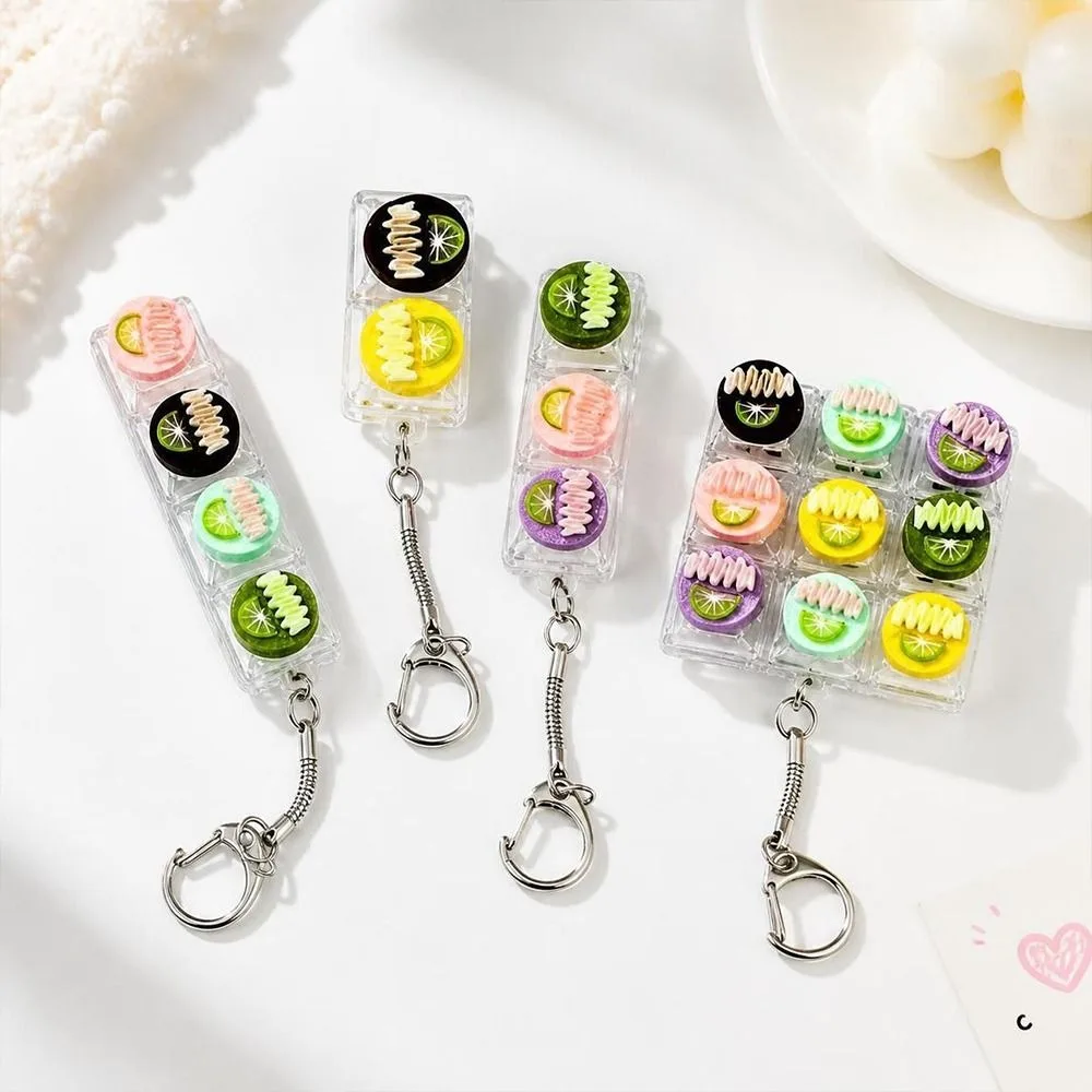 Pressable Buttons Fidget Button Keychain Stress Relief Cute Dessert Button Keychain Pendant Multi Buttons
