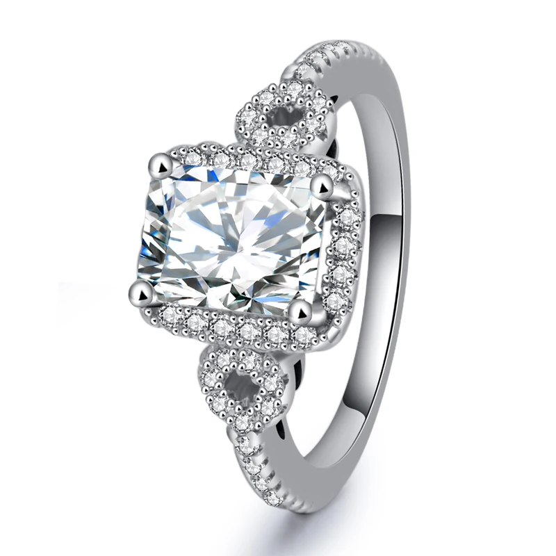 

Elegant Design Quality 925 Sterling Silver Square Cubic Zirconia Rings for Girls