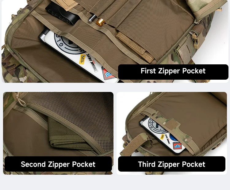 Taktischer Rucksack 44L MOLLE Outdoor EDC Wanderrucksack Camping Reisetasche Herren Jagdtaschen mit Hüftstütze – Detail 4