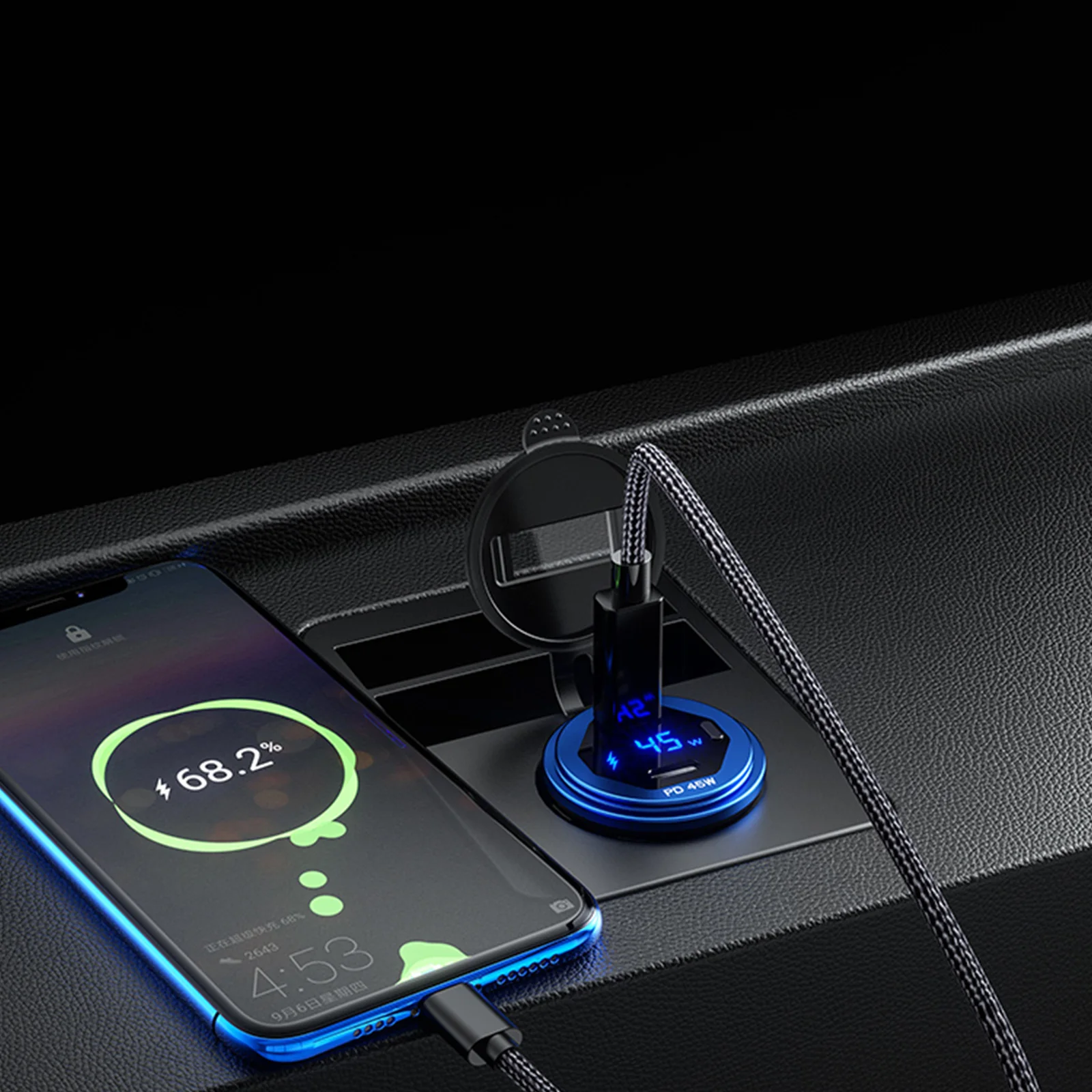 โลหะ Dual 45W USB C ประเภท C PD Fast ที่ชาร์จแบตในรถแรงดันไฟฟ้า/Power สำหรับ SUV รถจักรยานยนต์รถบรรทุกเรือรถบัส RV ATV Dropship