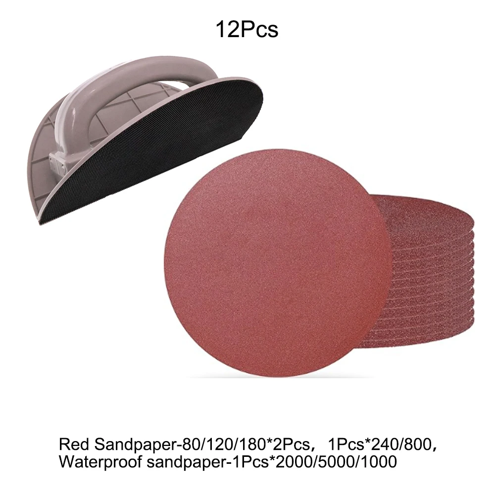 

Drywall Corner Sander Semi-Circular Hook and Loop Backing Angle Sanding Tool with 12PCS 9 Inch Sanding Discs for Corners Wall