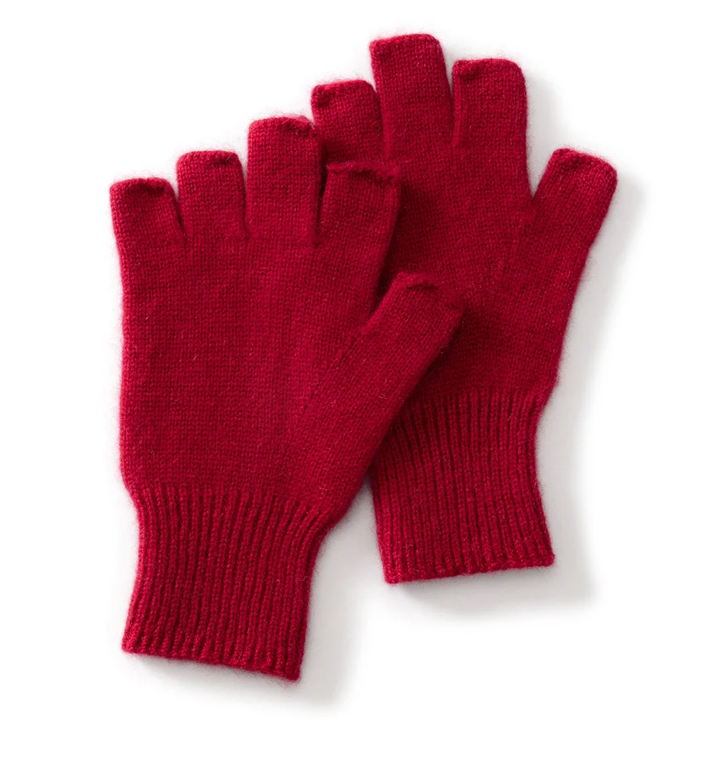 High Quality 100% Pure Cashmere Half Finger Gloves Women Soft Warm With Fourchettes Knitted Gloves For Driving Outdoor Sports