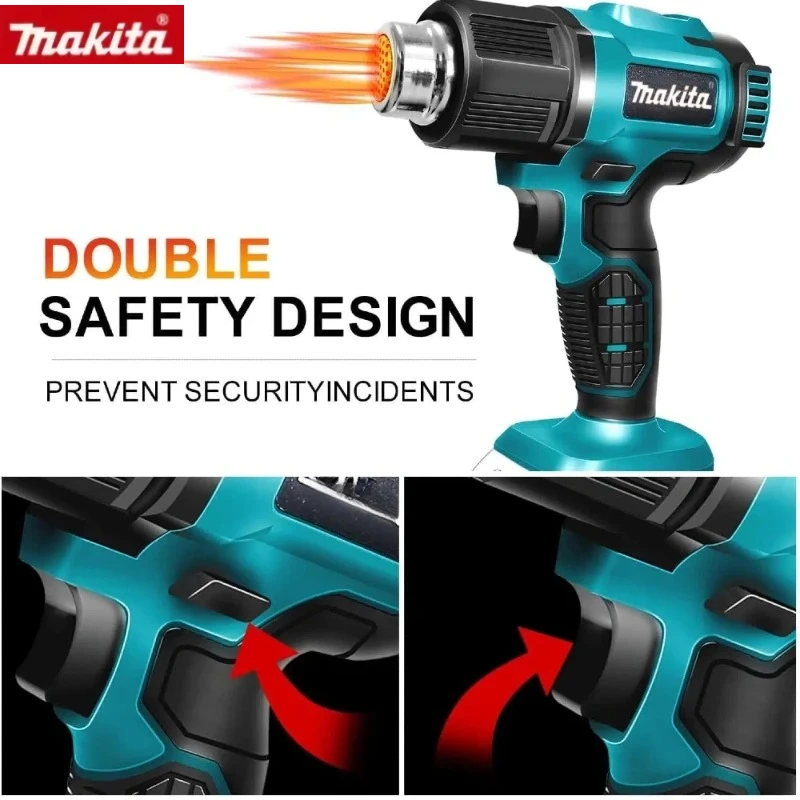 

Беспроводной ручной фен Makita 18 В со светодиодным дисплеем, паяльный тепловой вентилятор 550 ° C Тепловая пушка с контролем температуры
