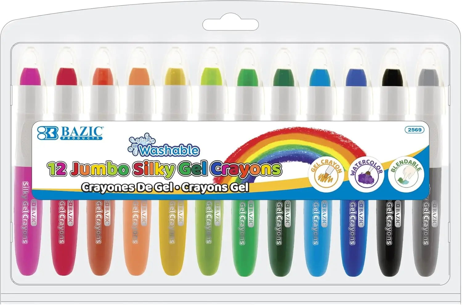 

12 Color Jumbo Gel Crayons, Washable & Non-Toxic, Perfect for Kids