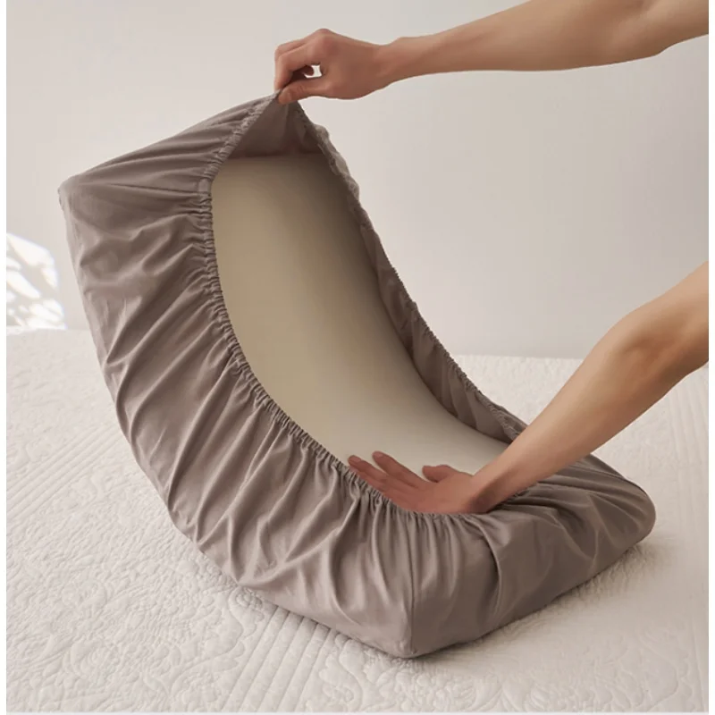 Grey Universal Pillowcase with 360 Elastic Band,Pure Cotton,Quilted Stripe Breathable Pillow Cover For Home Hotel Travel 1pc