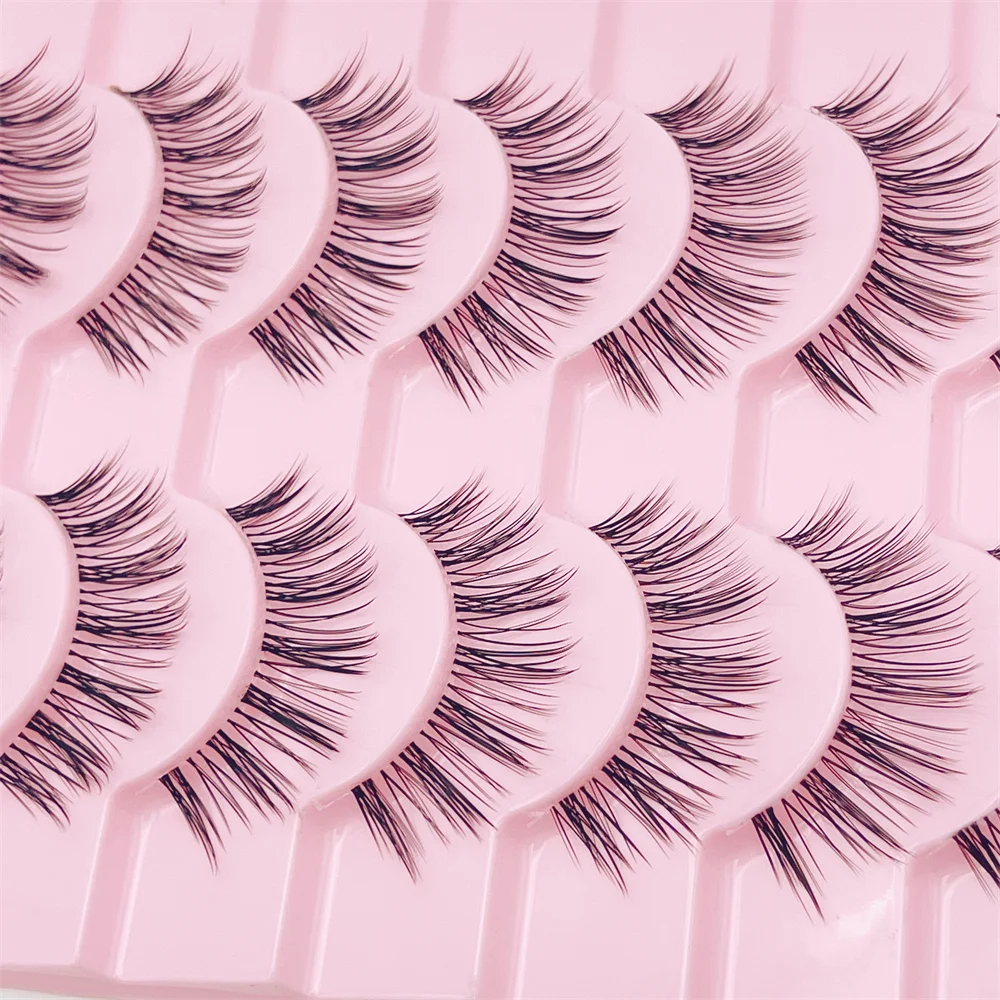 Ciglia Fasle Ciglia finte naturali sottili Coda di pesce Stile incrociato Fascia trasparente Soffici ciglia lunghe Strumenti per il trucco degli occhi 10 Pa