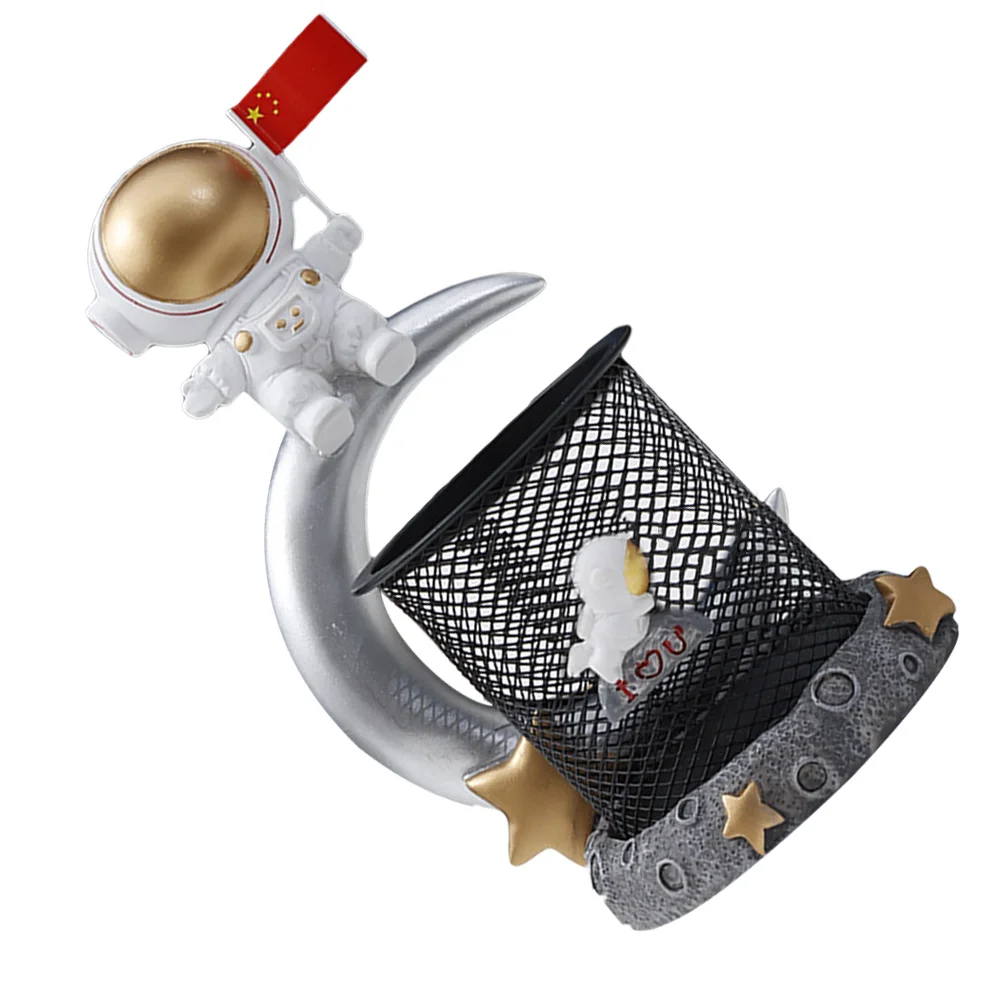 حامل أقلام رائد الفضاء من الراتنج منظم سطح المكتب للأقلام والفرش وأدوات المكياج وديكور الطاولة وحاوية أقلام الرصاص المكتبية