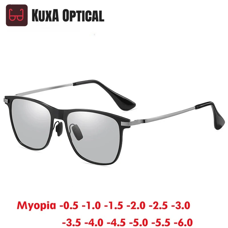 

KUXA квадратные поляризованные мужские солнцезащитные очки для близорукости 2025 модные женские очки для вождения по рецепту оптика очки на заказ от -0,5 до -6,0