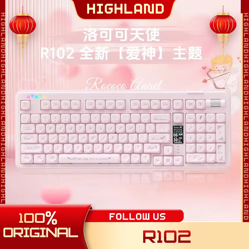 

Reccazr R102 3mode 2.4GMechanical Keyboard 102 Keys With Screen Bluetooth Wireless Keyboard Hot Swap Custom Gamer Keyboard Gift